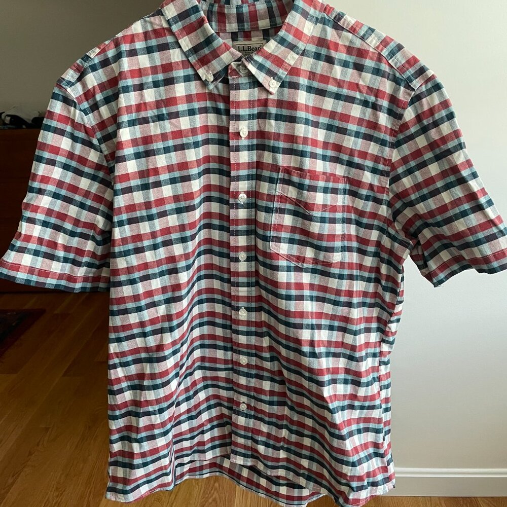 Men's Large LL Bean Short Sleeve Button Down